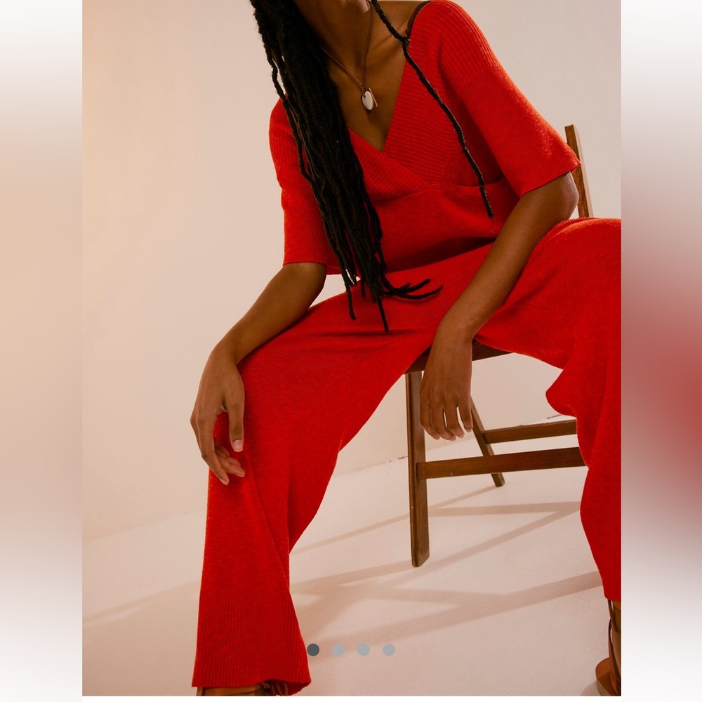 Free People Jaclyn Red Knit Set NWT